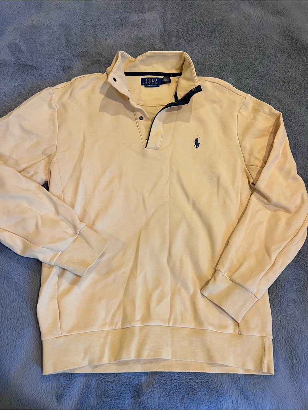 Polo Ralph Lauren Performance Men’s YellowSolid Mock Neck 1/4 Snap Sweatshirt XL